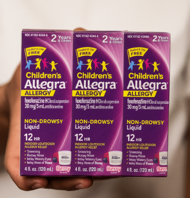Allegra - Alergia infantil, sabor a frutos rojos, 12 horas de duración, sin somnolencia,  (12 onzas líquidas)