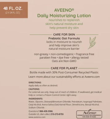 Aveeno Loción humectante diaria 24 fl oz, paquete de 2