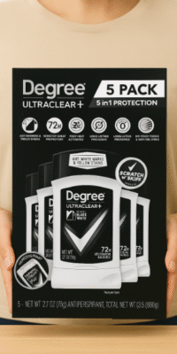Degree Men Desodorante antitranspirante UltraClear+, blanco y negro, 2.7 oz, paquete de 5
