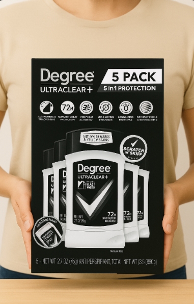Degree Men Desodorante antitranspirante UltraClear+, blanco y negro, 2.7 oz, paquete de 5
