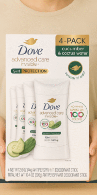 Dove Advanced Care Invisible Desodorante, 2.6 oz, paquete de 4
