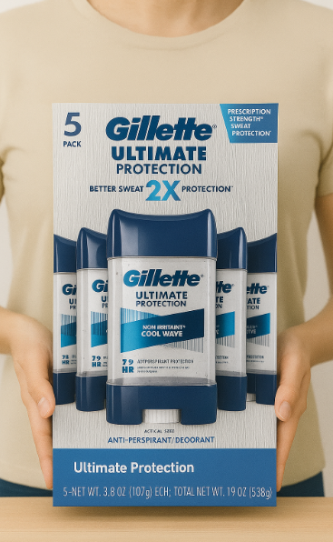 Gillette Ultimate  Antitranspirante Protección 6 en 1, 100 g, paquete de 5