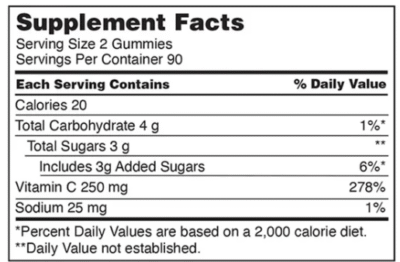 Kirkland Vitamina C 250 mg., 360 Gomitas para adulto