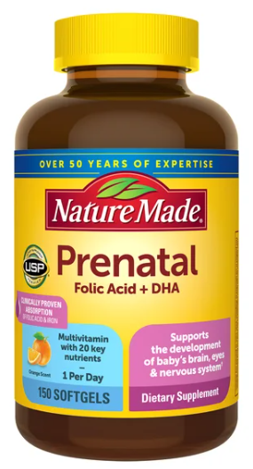 Nature Made Prenatal Folic Acid + DHA, 150 Softgels .99 Nature Made Prenatal Folic Acid + DHA, 150 Capsulas blandas