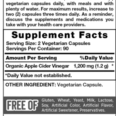 Nature's Truth Apple Cider Vinegar 1200 mg., 180 Capsules $ 22.99 - 1 Nature's Truth Apple Cider Vinegar 1200 mg., 180 Capsulas