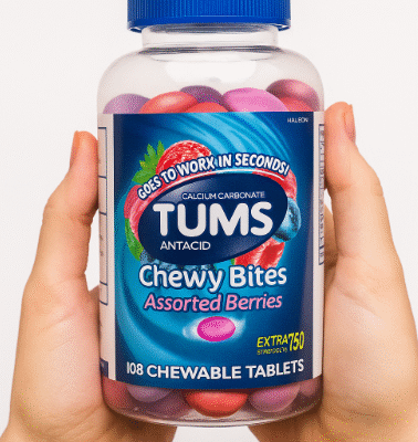 TUMS Antiácido Chewy Bites Surtido de Bayas, 108 Tabletas Masticables