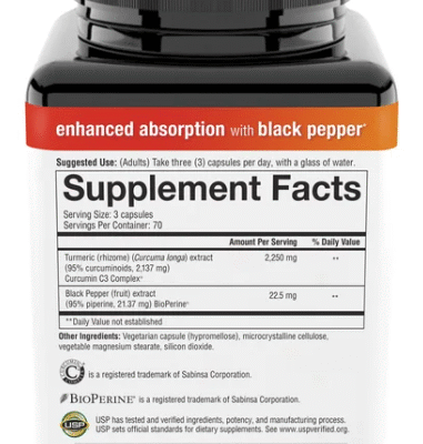 youtheory Turmeric Healthy Inflammation Support 2250 mg, 210 Vegetarian Capsules - 1 Youtheory Turmeric Apoyo saludable contra la inflamaci贸n 2250 mg, 210 Capsulas